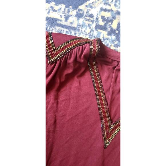 Vintage Union Made Bead Detail 100% Rayon Burgundy Women's Size 10 - Picture 3 of 10